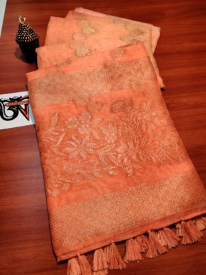 Latest linen kora 4 d print zari sarees (9)