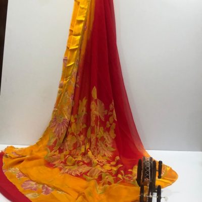 Latest pure chiffon sarees with blouse (3)
