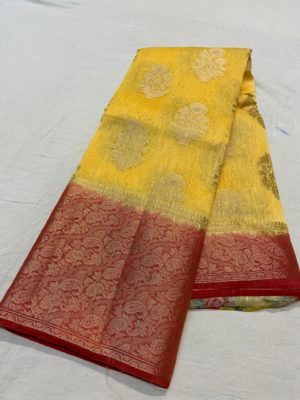 Latest pure linen pattu sarees with blouse (2)