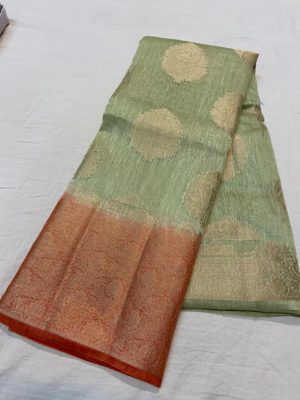 Latest pure linen pattu sarees with blouse (4)