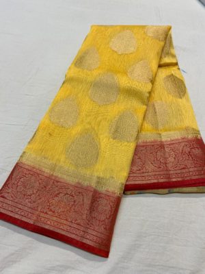 Latest pure linen pattu sarees with blouse (5)