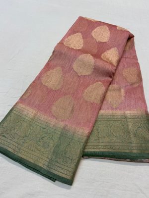 Latest pure linen pattu sarees with blouse (6)