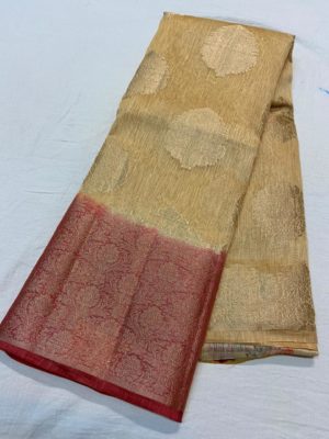 Latest pure linen pattu sarees with blouse (8)