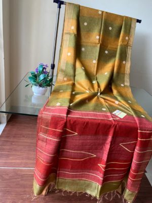 Latest pure tussar silk sarees with blouse (1)