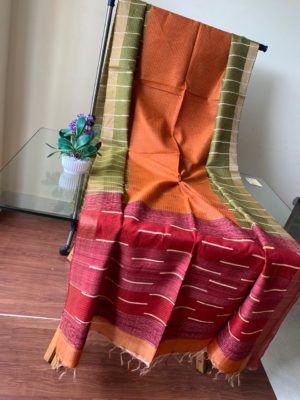 Latest pure tussar silk sarees with blouse (3)