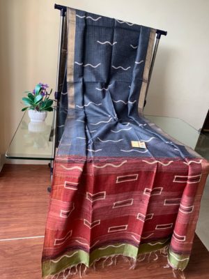 Latest pure tussar silk sarees with blouse (4)