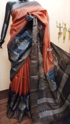 Latest pure zari tussar sarees with blouse (1)