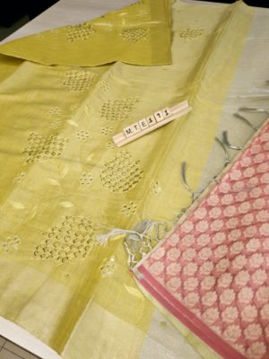 Latest tissue by chanderi silk sarees with blouse (1)