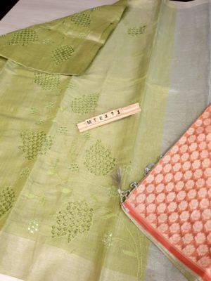 Latest tissue by chanderi silk sarees with blouse (6)