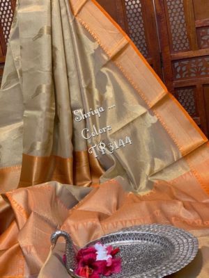 Latest tissue woven sarees with contrast blouse (18)