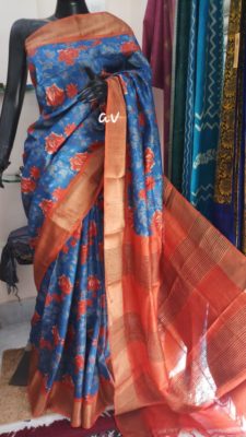 Latest zari border tussar silk sarees (1)