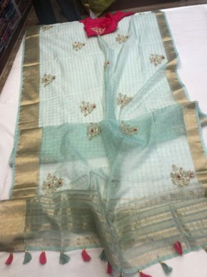 Organza fancy sarees with blouse (5)
