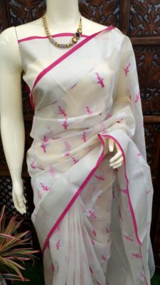 Organza weaving sarees with blouse (1)