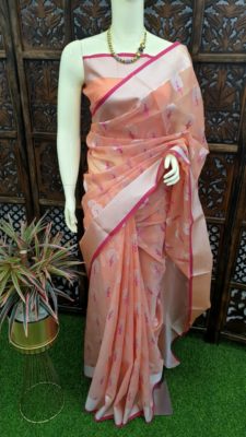 Organza weaving sarees with blouse (2)