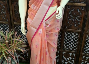Organza weaving sarees with blouse (7)