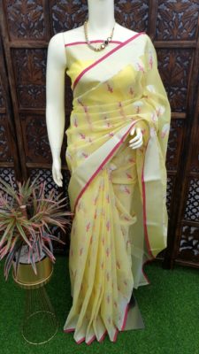 Organza weaving sarees with blouse (8)