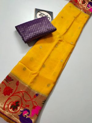 Pure banaras moonga sarees with blouse (11)