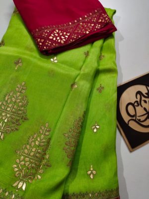Pure banaras moonga sarees with blouse (3)