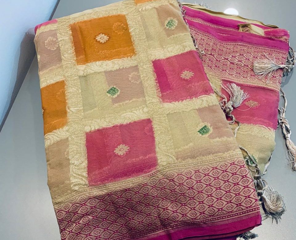 Pure handwoven khaddi bandini georgette sarees (5)