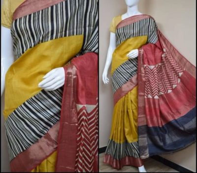 Pure handwoven zari border tussar silk sarees (3)