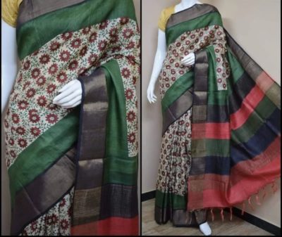 Pure handwoven zari border tussar silk sarees (4)
