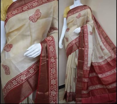 Pure handwoven zari border tussar silk sarees (6)