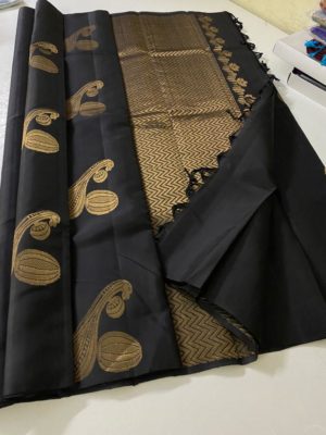 Pure kanchi handloom silk with instrumental design (4)