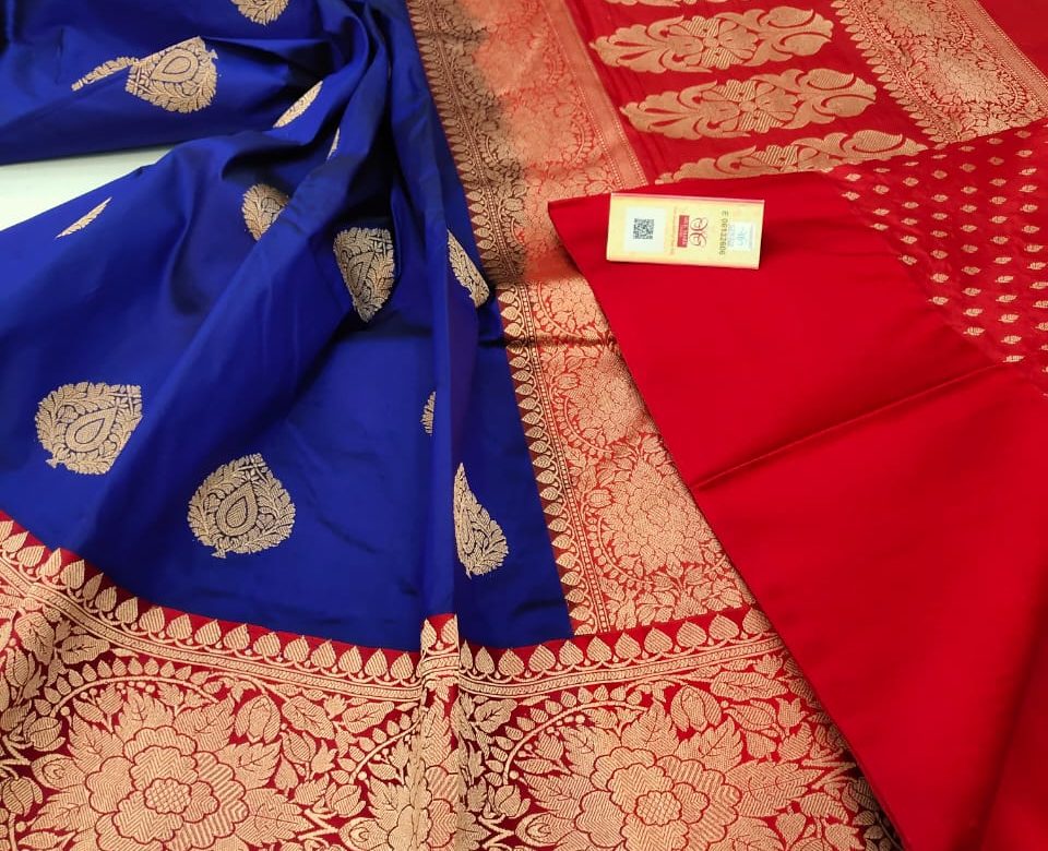 Pure katan silk sarees with blouse (1)