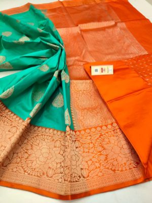 Pure katan silk sarees with blouse (14)
