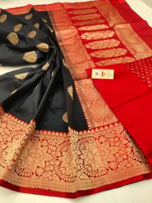 Pure katan silk sarees with blouse (17)