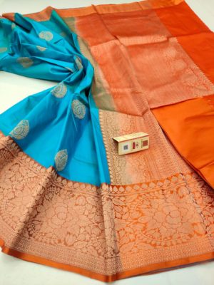 Pure katan silk sarees with blouse (4)