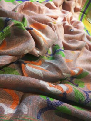 Pure linen jamdhani sarees with blouse (13)
