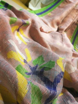 Pure linen jamdhani sarees with blouse (4)