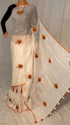Pure linen sarees with blouse (2)