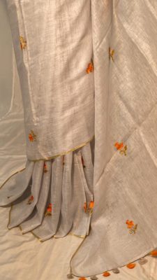 Pure linen sarees with blouse (3)