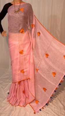 Pure linen sarees with blouse (5)