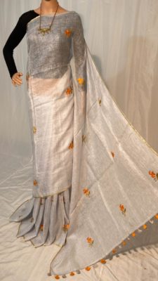 Pure linen sarees with blouse (7)