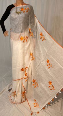 Pure linen sarees with blouse (8)