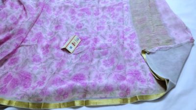 Pure printed floral chiffon sarees woth border (2)
