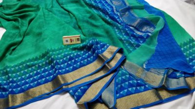 Pure printed floral chiffon sarees woth border (4)