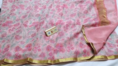 Pure printed floral chiffon sarees woth border (5)