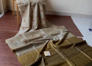 Pure tussar silk sarees with embroidary (1)