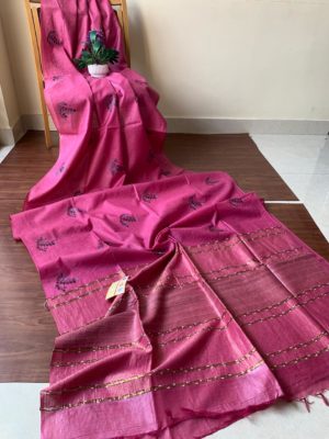 Pure tussar silk sarees with embroidary (12)