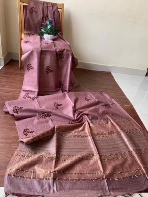 Pure tussar silk sarees with embroidary (3)