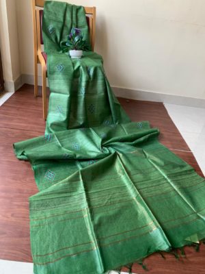 Pure tussar silk sarees with embroidary (4)