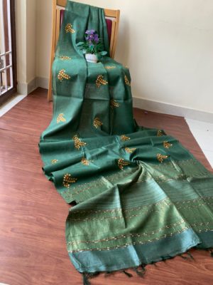 Pure tussar silk sarees with embroidary (8)