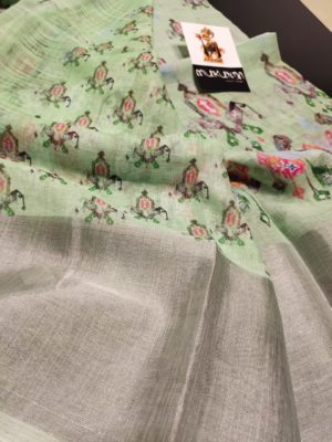 latest linen allover digital print sarees (11)