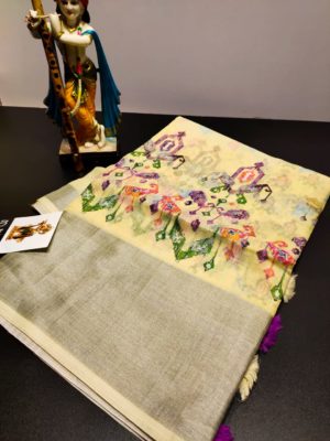 latest linen allover digital print sarees (2)