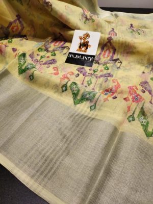 latest linen allover digital print sarees (6)