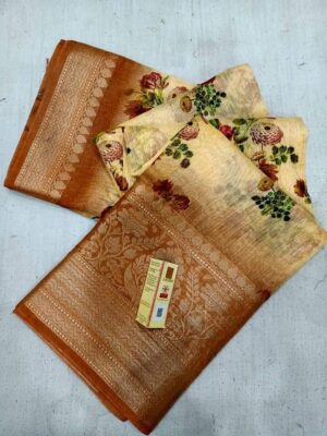 Banarasi Handloom Pure Linen Silk Sarees (1)